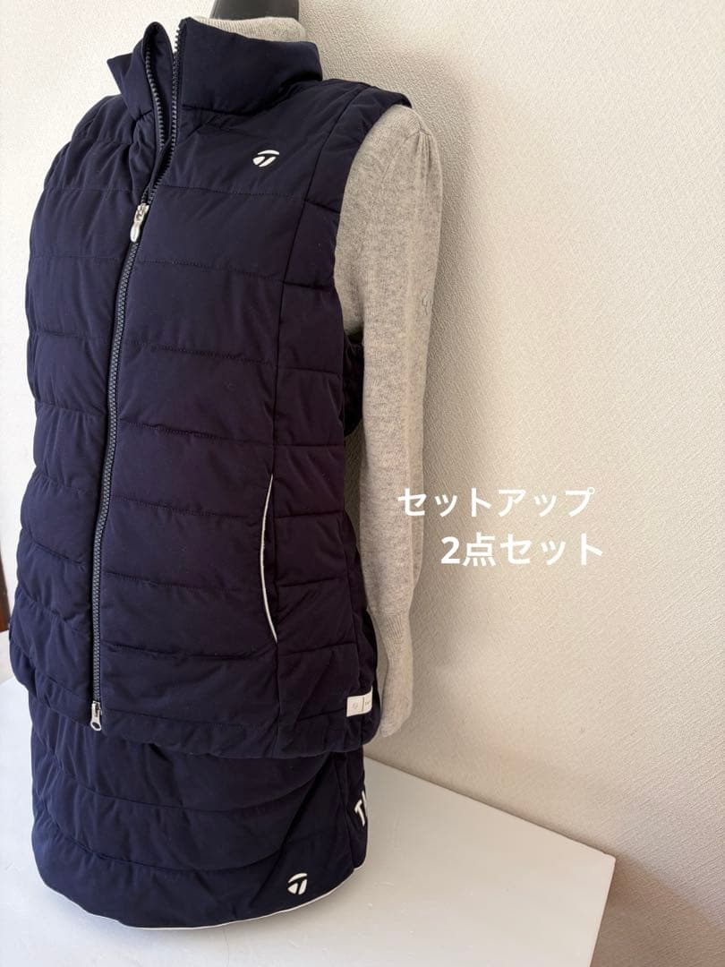 TaylorMade ネイビー 中綿ベスト&スカートセットアップ　L