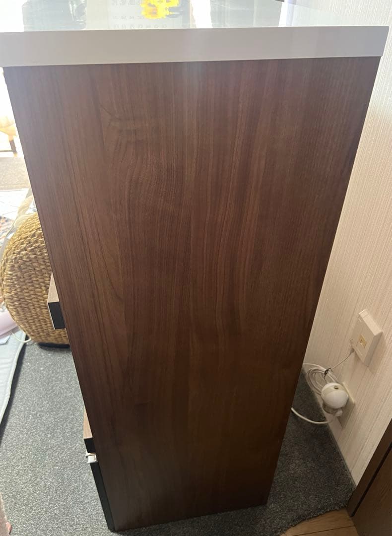 お値下げ◆大川家具 レンジ台 キッチンボード レンジラック 国産 ブラウン◆