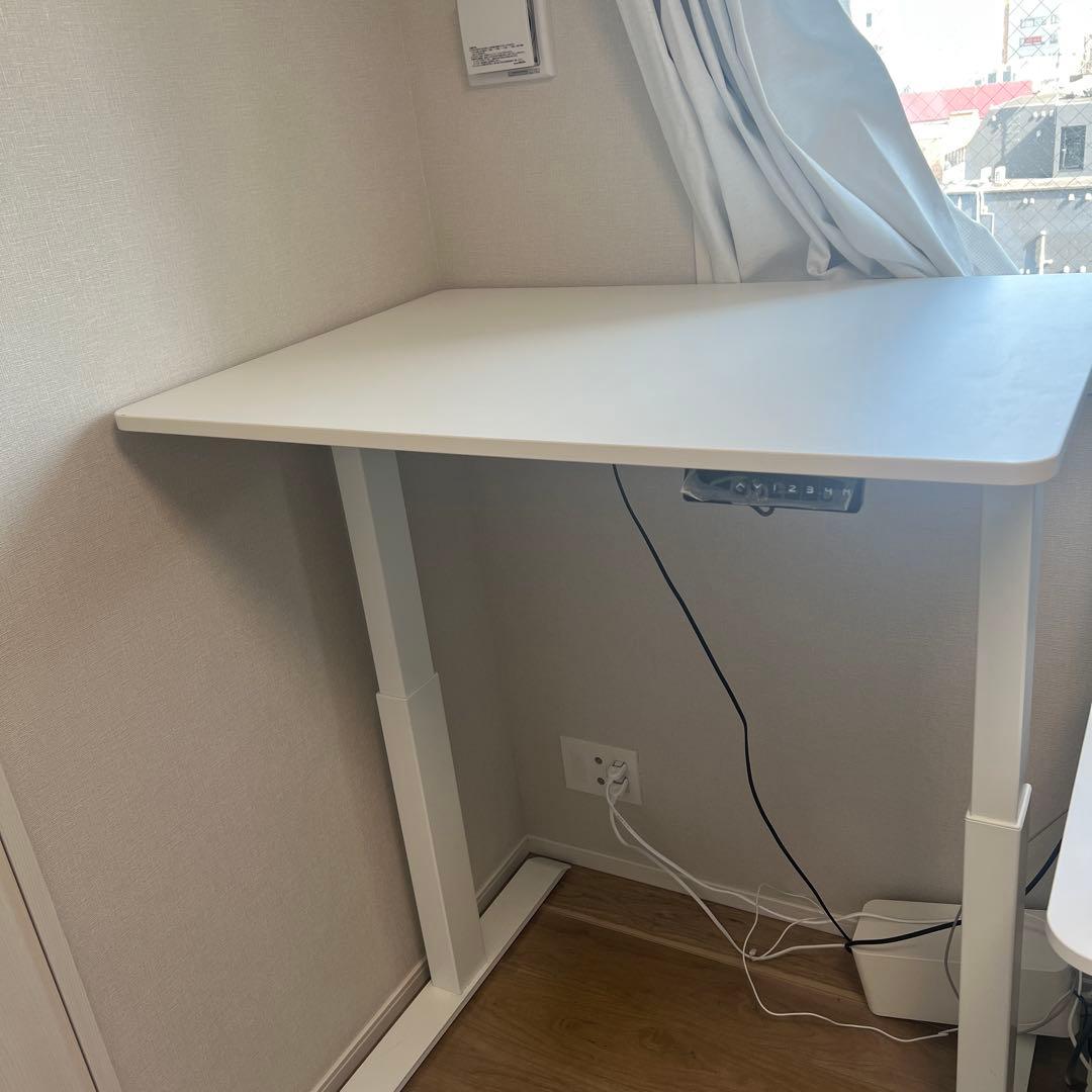 【美品】山善 YAMAZEN 電動昇降 デスク 幅100奥行70 ホワイト 白