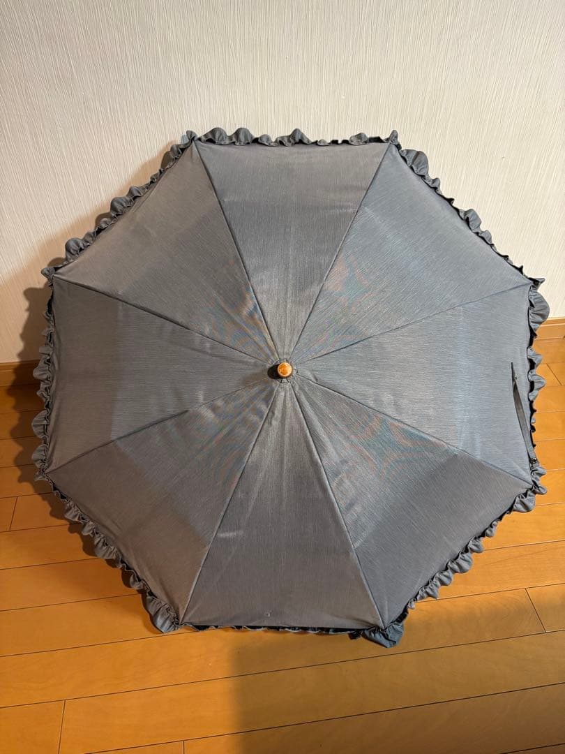 サンバリア100 2段折 フリルフロスト 折りたたみ日傘 グレー