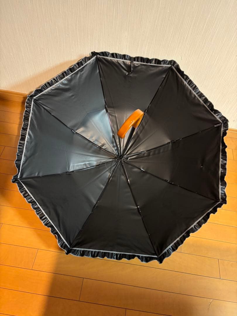 サンバリア100 2段折 フリルフロスト 折りたたみ日傘 グレー