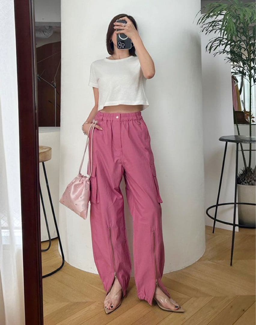 searoomlynn ☆ ヘムZipルーズカーゴパンツ（ピンク）