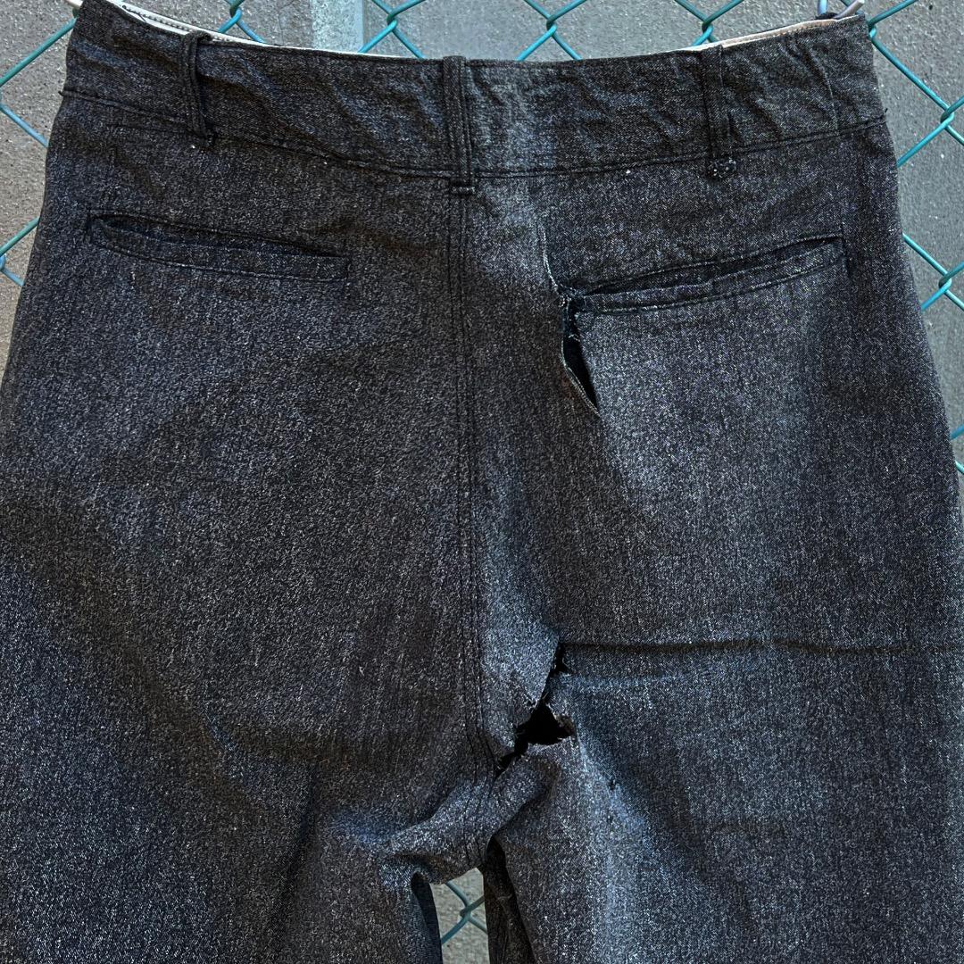 1940年代から1950年代頃　黒 ブラックシャンブレー　ワークパンツ　ダメージ