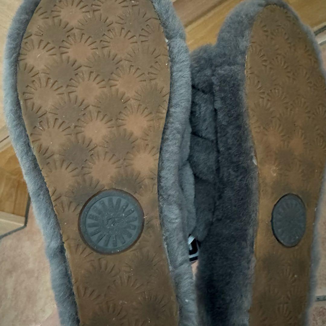 UGG アグ フラッフイヤー スライド サンダルCHARCOAL 25cm 美品