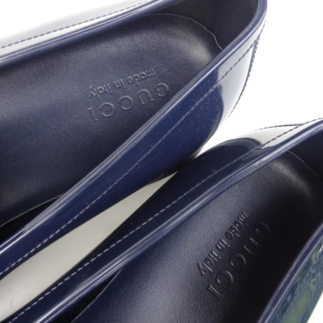 GUCCI グッチ ホースビット ラバーレインシューズ ローファー 雨用紺10