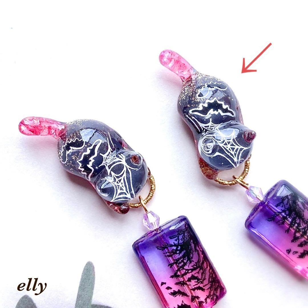 【ゼロ様】1511.天然石　琉球ガラス　楓　肉球　ジャンピング猫　レジン