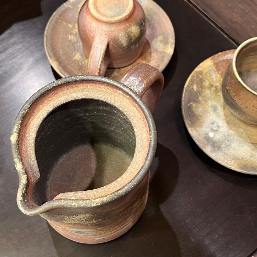 【おうちカフェ】 金山焼 コーヒードリッパー＆ポット・コーヒーカップ２客　新品！