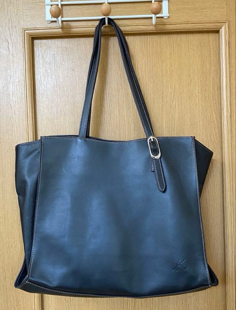 キタムラ 黒レザートートバッグ　(取り外しリボン付き) 大