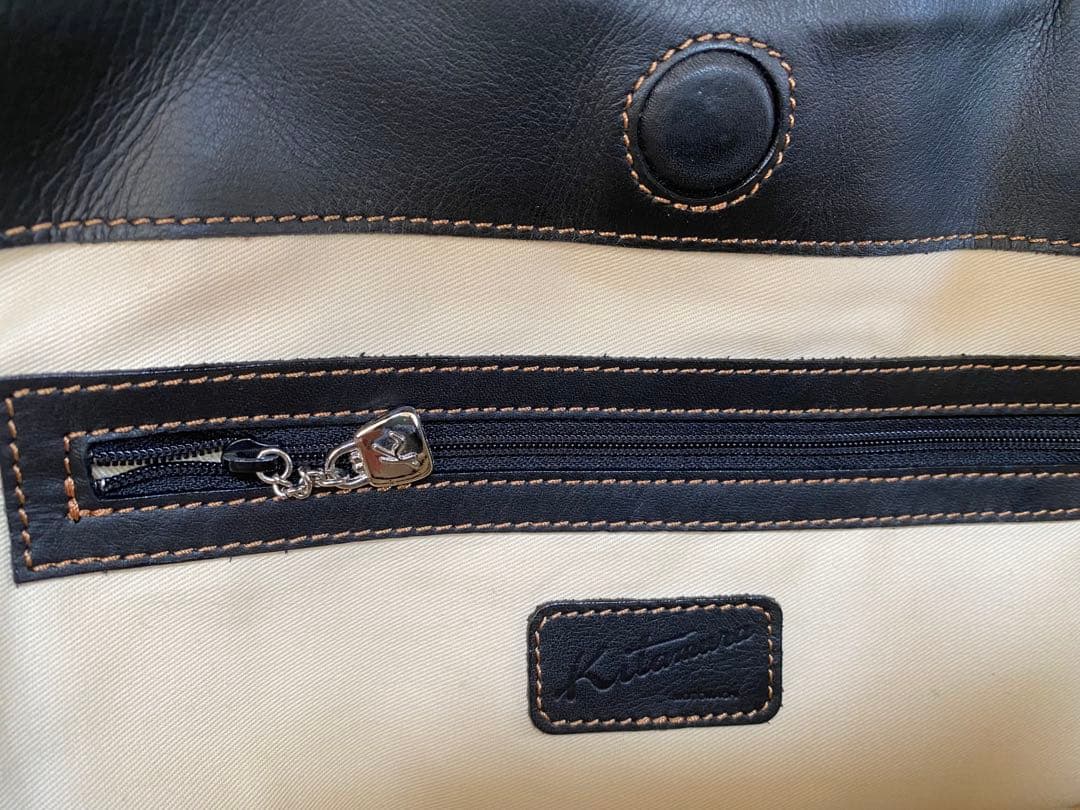 キタムラ 黒レザートートバッグ　(取り外しリボン付き) 大