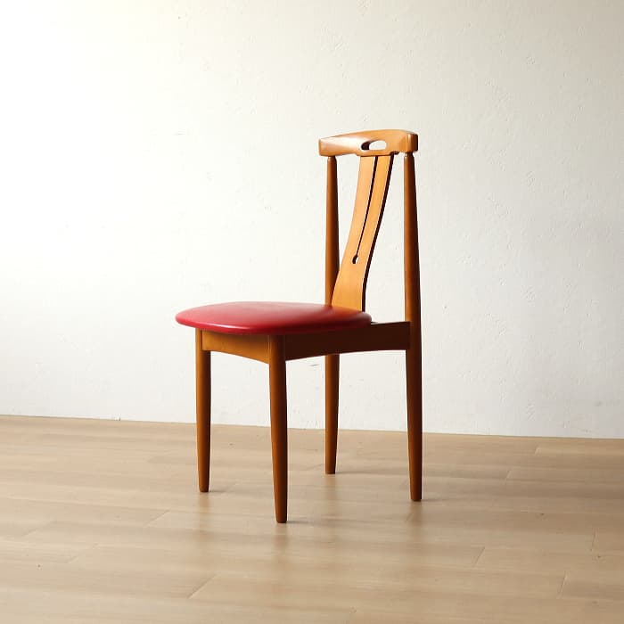 レトロ 赤 飛騨の家具 ダイニングチェア ブナ材 古家具 無垢材