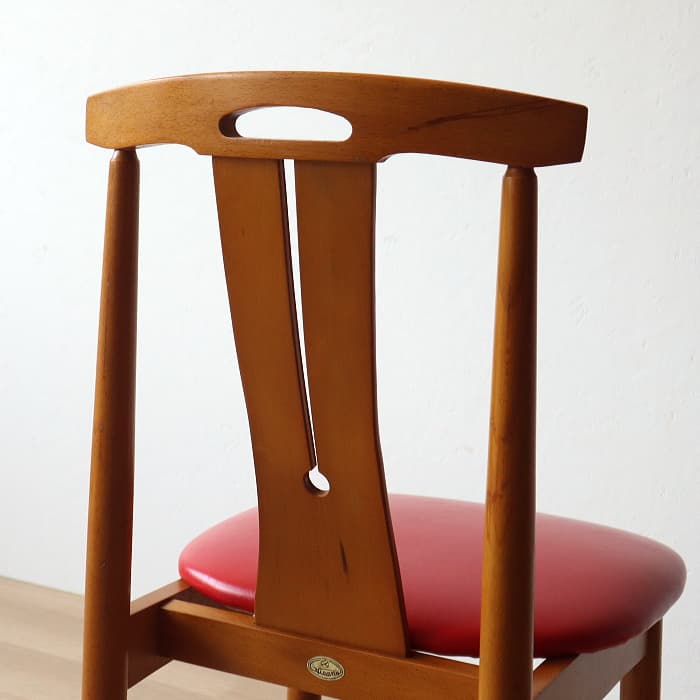 レトロ 赤 飛騨の家具 ダイニングチェア ブナ材 古家具 無垢材