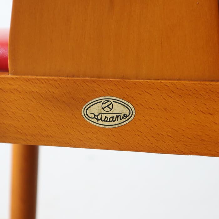 レトロ 赤 飛騨の家具 ダイニングチェア ブナ材 古家具 無垢材