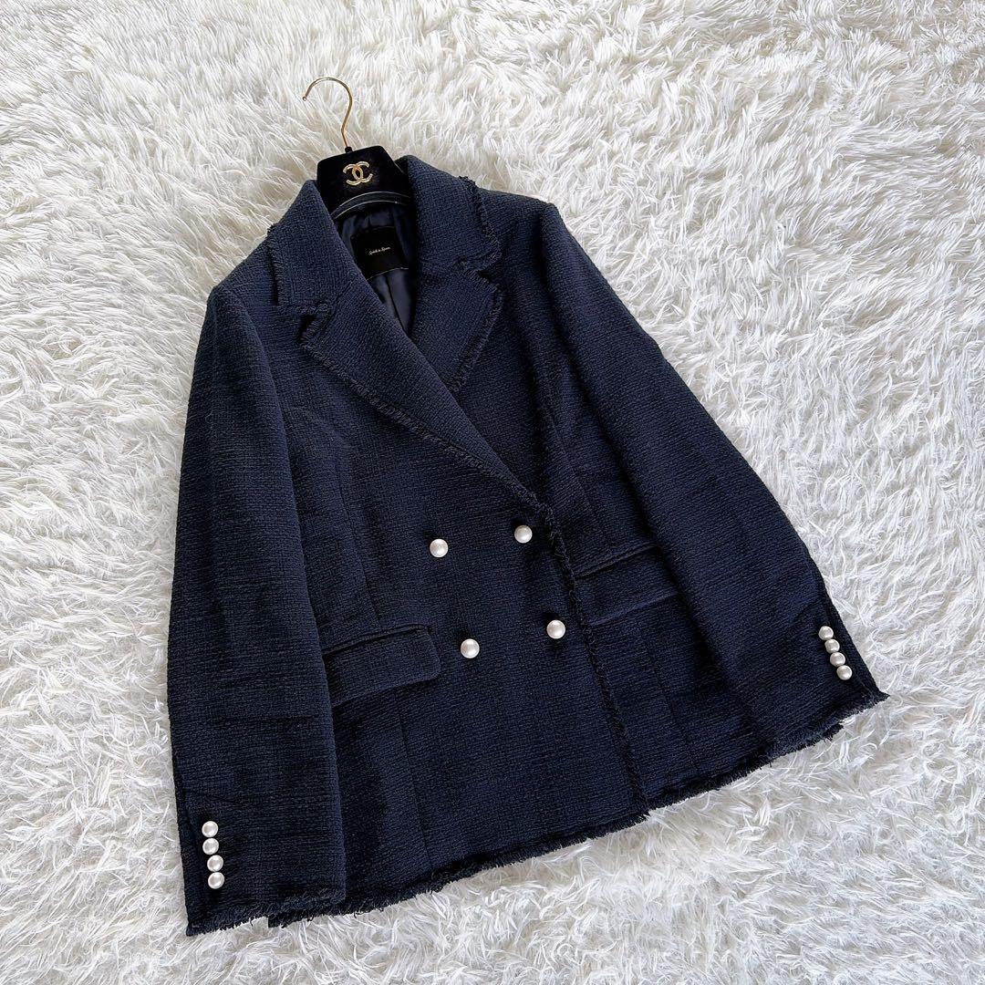 完売人気✨美品【Spick & Span】ツイードダブルジャケット パール 38