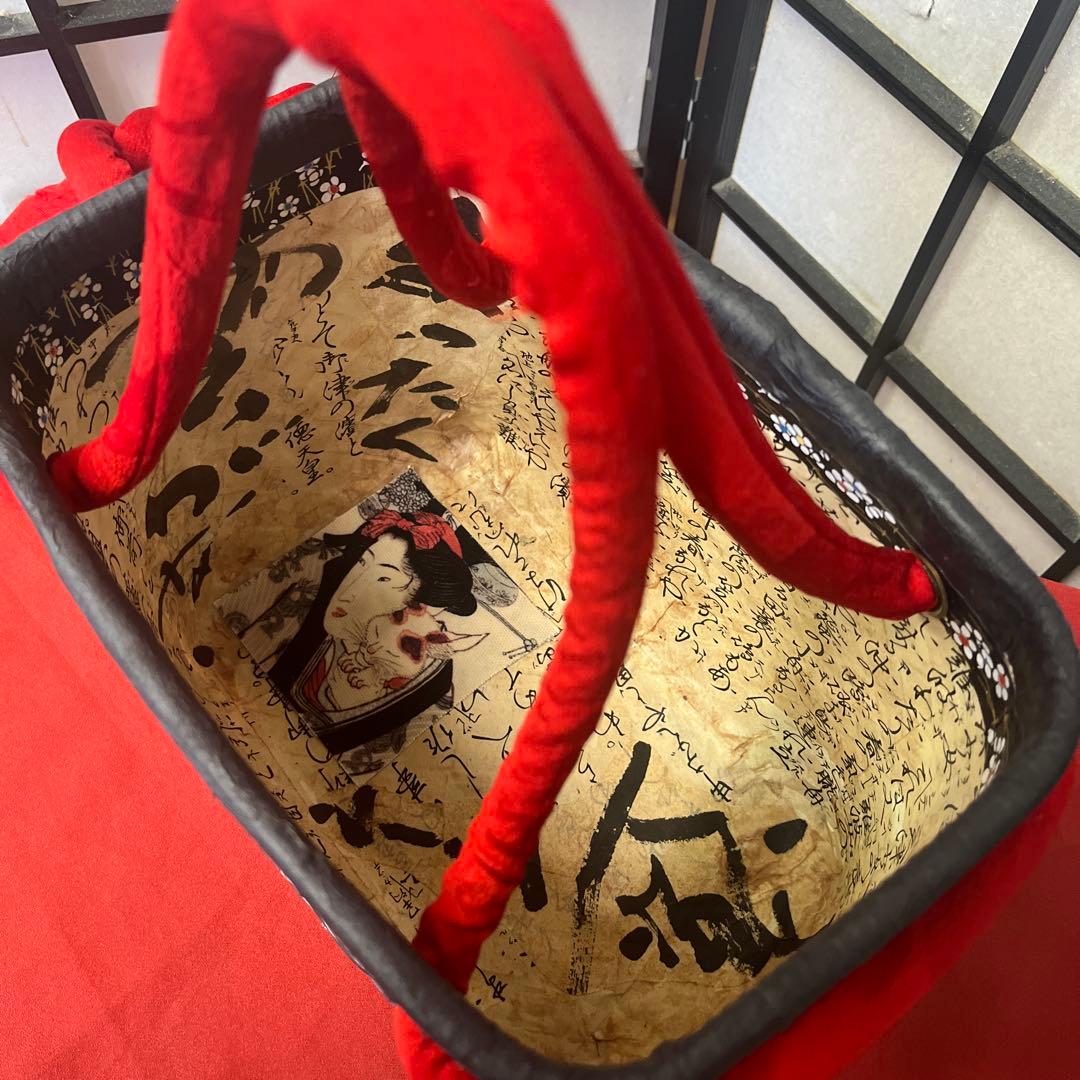 鼠よけの猫 歌川国芳 浮世絵 一閑張り バッグ かごバッグ ハンドバッグ 猫