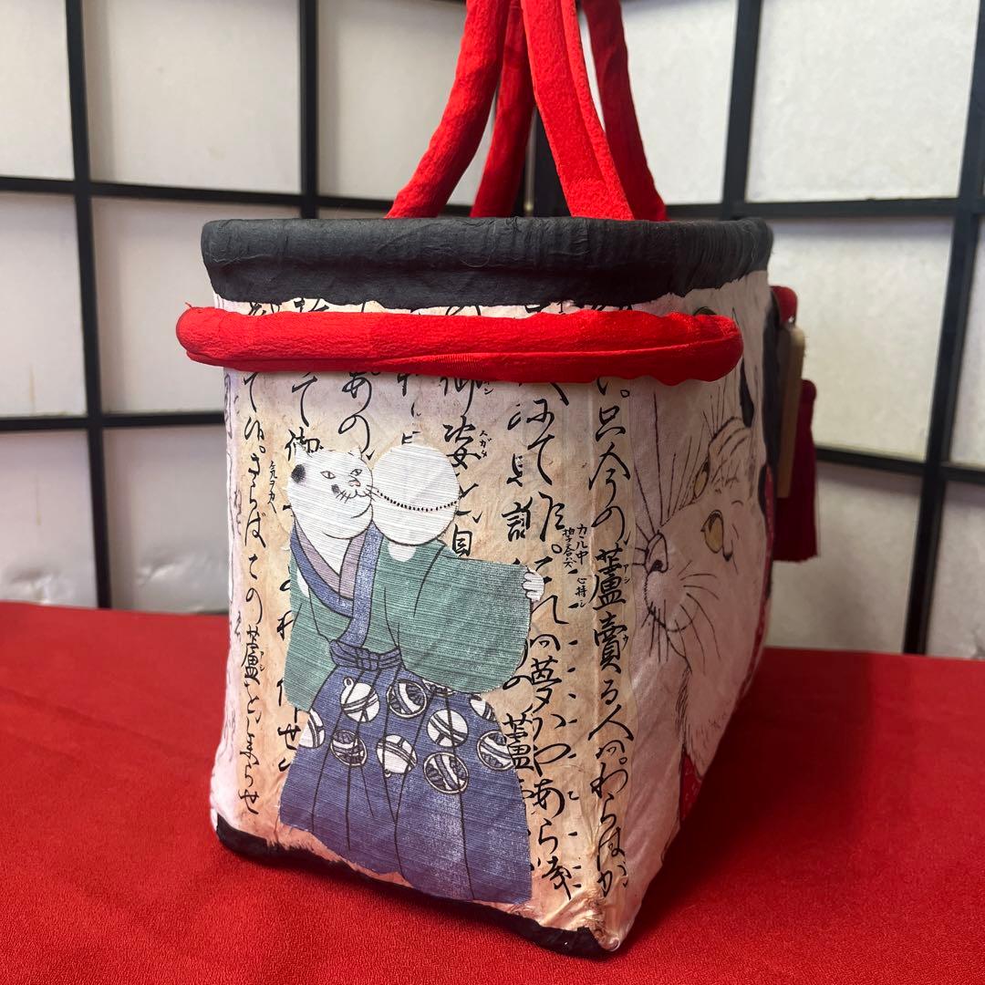 鼠よけの猫 歌川国芳 浮世絵 一閑張り バッグ かごバッグ ハンドバッグ 猫