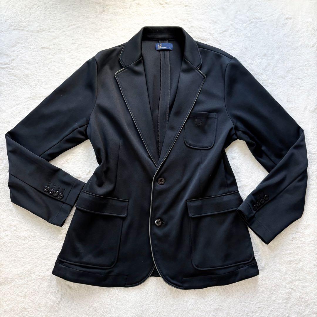 フレッドペリー　テーラードジャケット　ジャージ素材　黒　XL 大きいサイズ