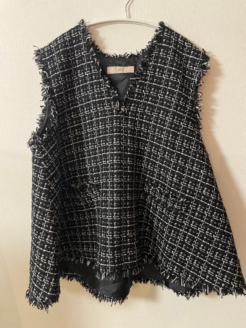 Heve へイブ　ツイードジレ　ピンクブラック　梅田阪急限定カラー　美品★