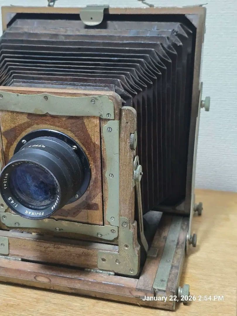 大判カメラ 木製 折りたたみ式 FUJINAR 4.5/135mm