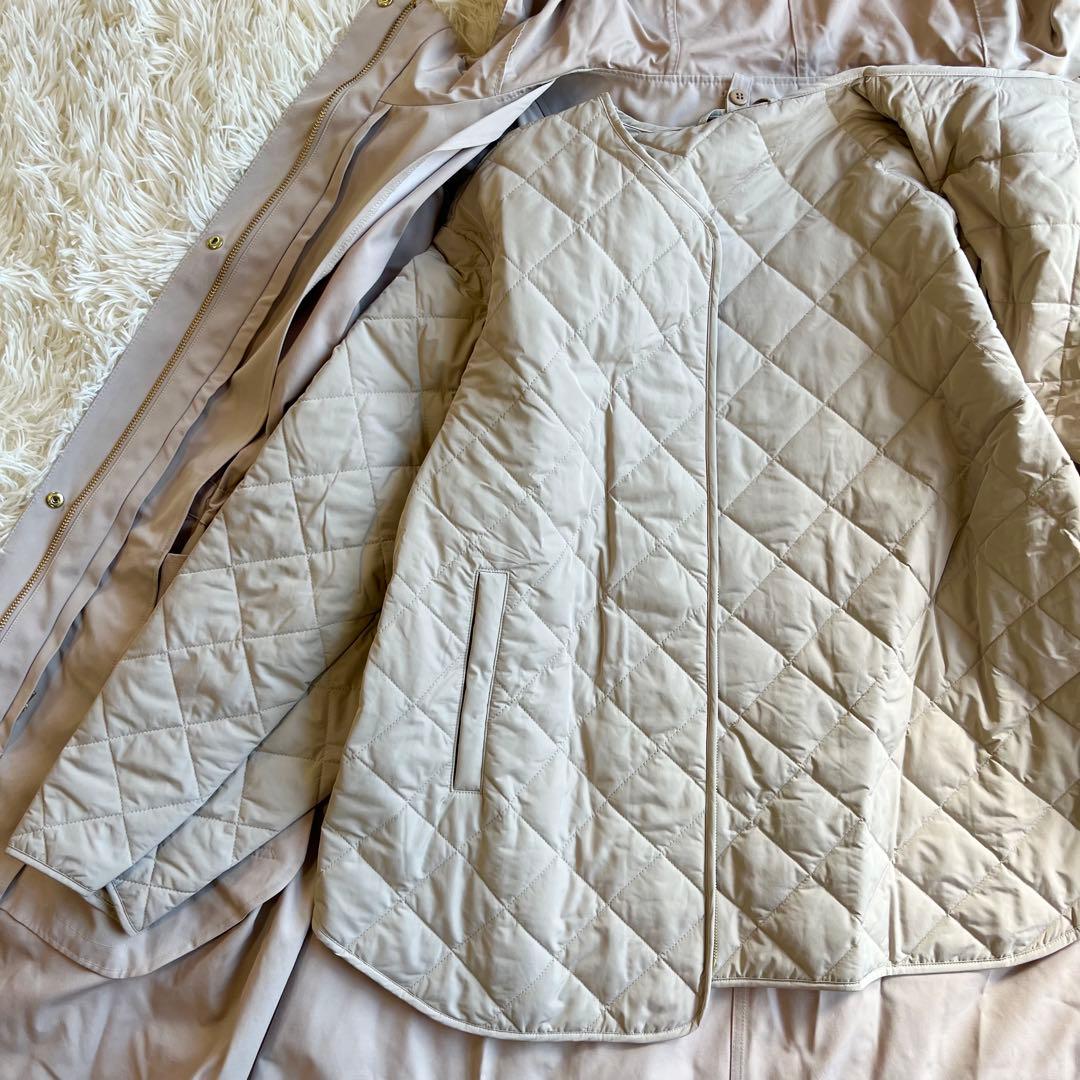 美品 23区 ライナー付き フーディーモッズコート 大きいサイズ 44 ベージュ