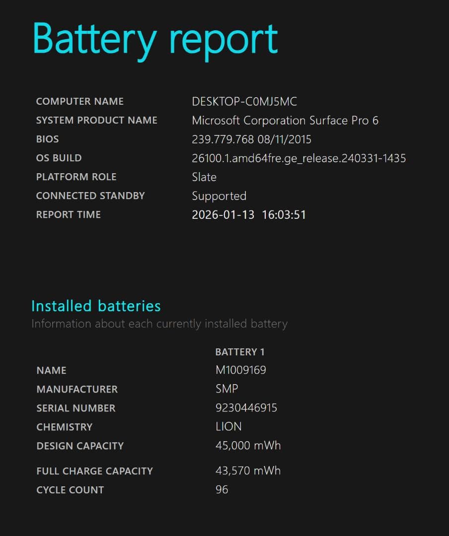 【中古】Surface Pro 6（i5/8GB/128GB）