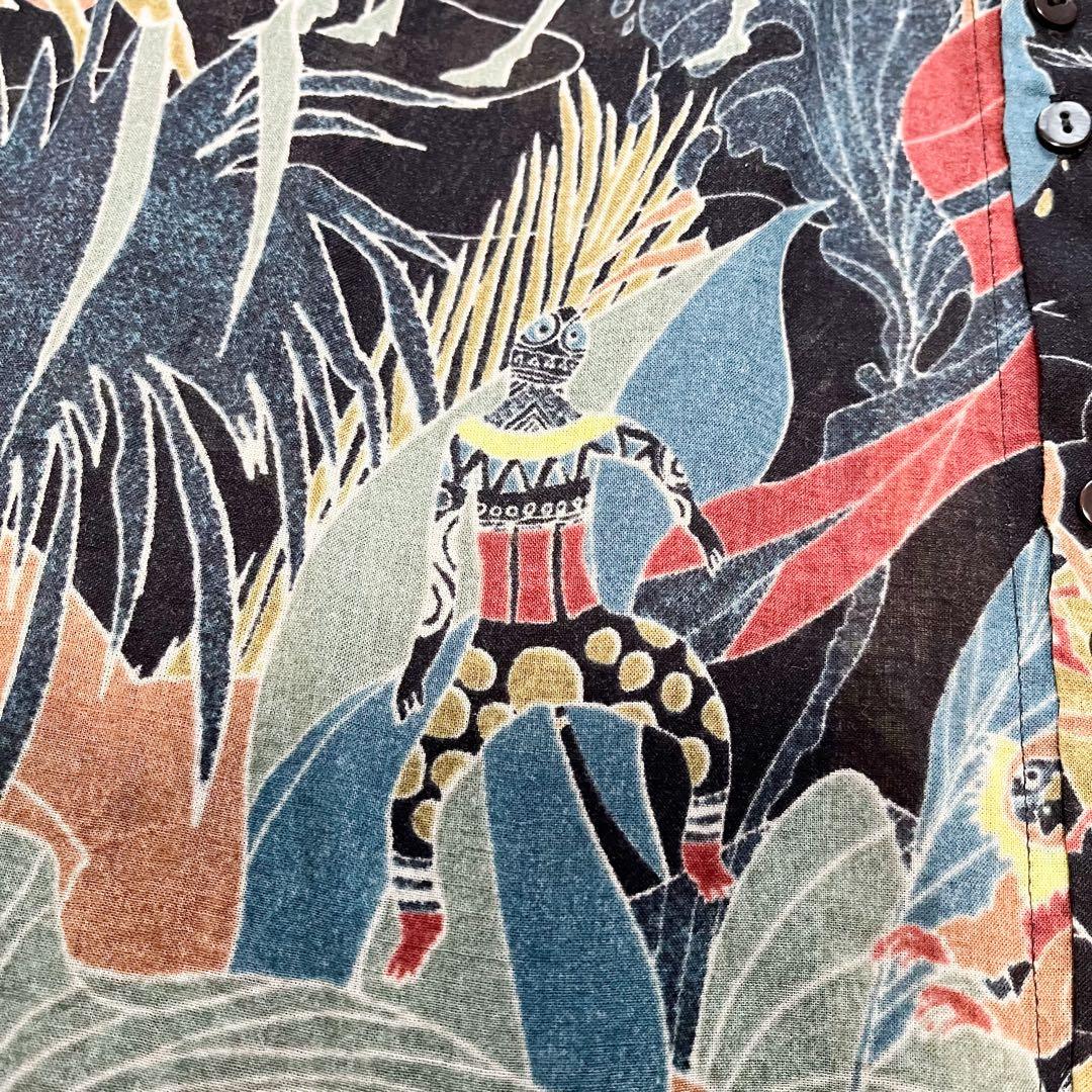 ヨーガンレール　ロングワンピース　動物　葉っぱ　民族　ワニ