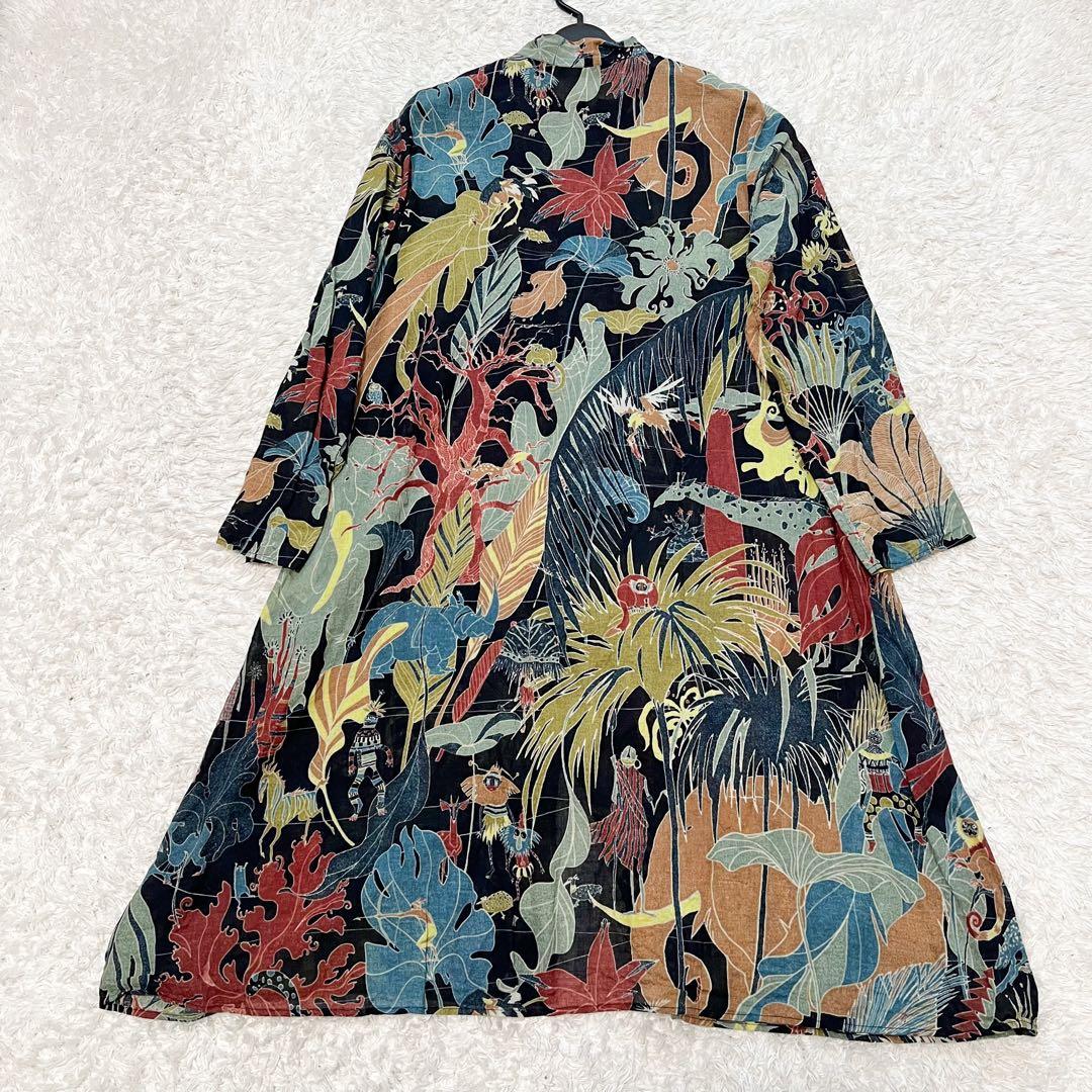 ヨーガンレール　ロングワンピース　動物　葉っぱ　民族　ワニ