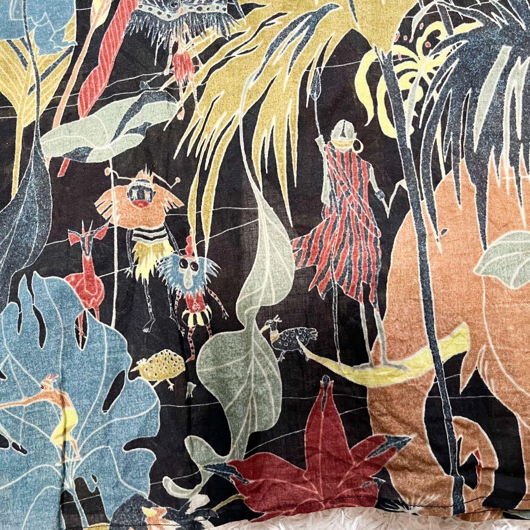 ヨーガンレール　ロングワンピース　動物　葉っぱ　民族　ワニ