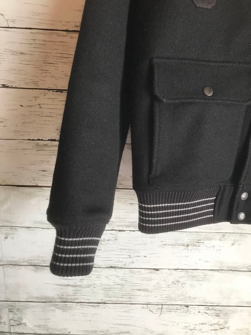 チャレンジャー　CHALLENGER ウールスタジャン　刺繍　ブラック　黒