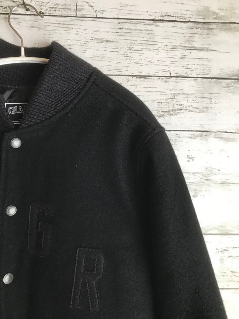 チャレンジャー　CHALLENGER ウールスタジャン　刺繍　ブラック　黒