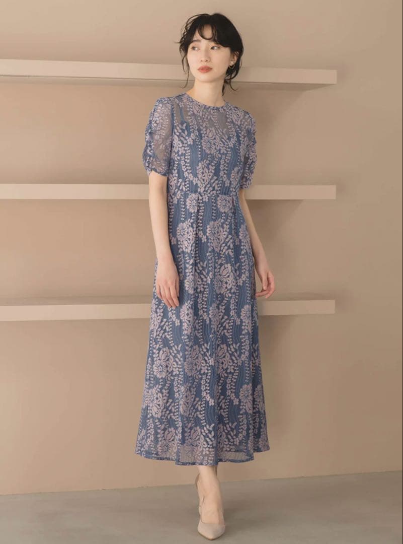 花柄　レースエプロンワンピースkaene 結婚式　パーティー