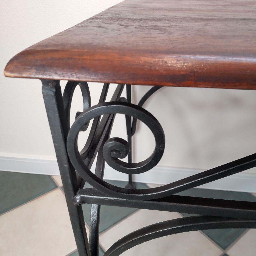 【天然木とアイアンのサイドテーブル】シーシャムウッド/インド家具/アジアン