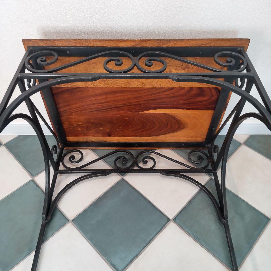 【天然木とアイアンのサイドテーブル】シーシャムウッド/インド家具/アジアン