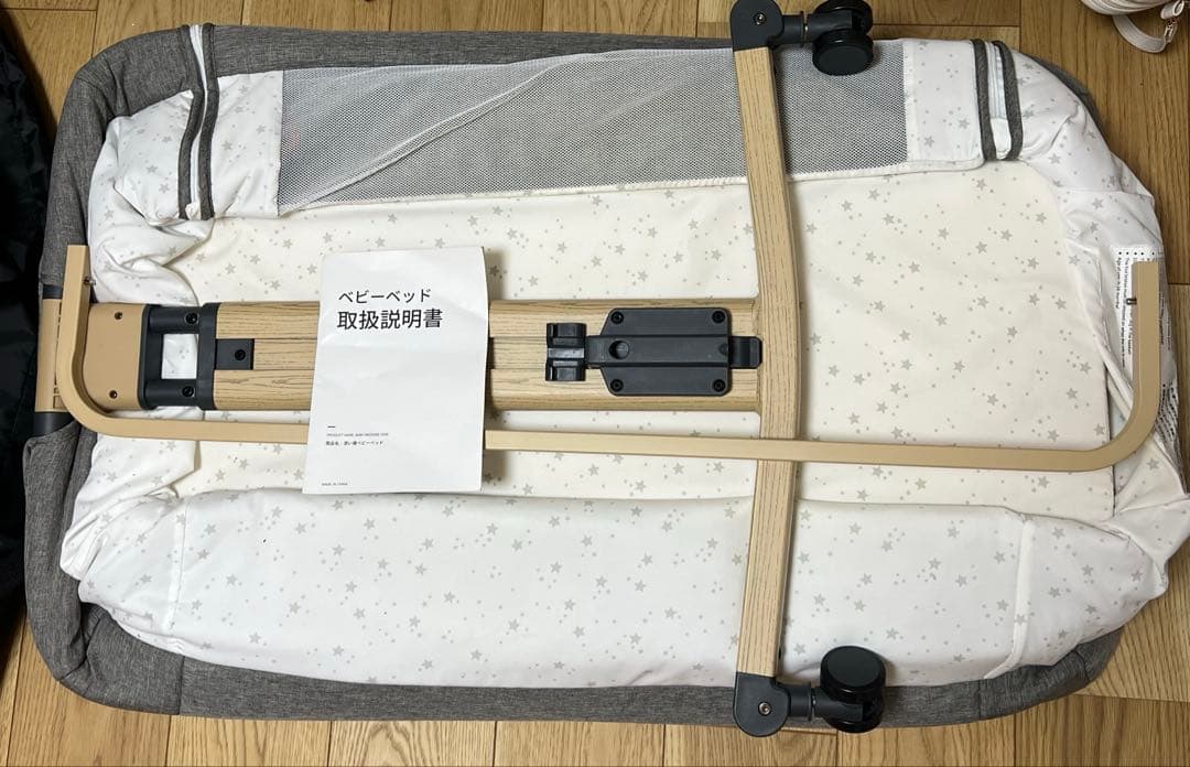 ★美品★HZDMJ ベビーベッド　2022改良版　グレー　ゆりかご　添い寝