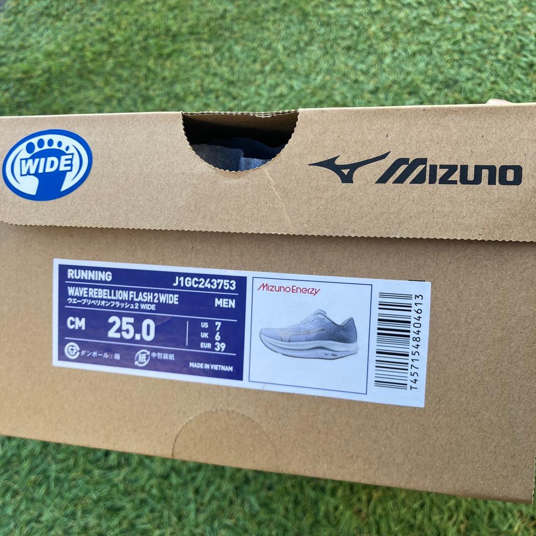ミズノ ウエーブリベリオンフラッシュ2 WIDEランニングシューズ 25.0cm