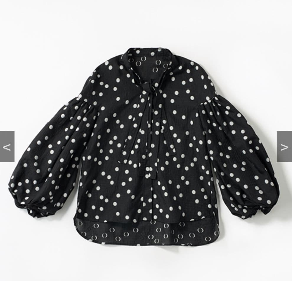 ローブブラン　シアーポルカドット　リボン　ブラウス　L'AUBE BLANC