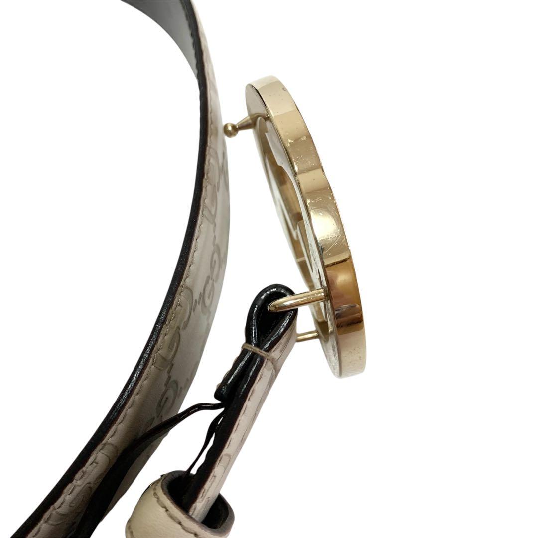 ✨美品✨GUCCI シマ ベルト インターロッキング　ゴールド ホワイト