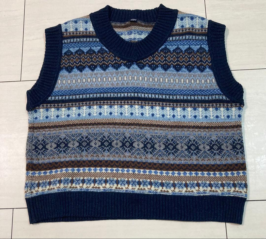 45Rノルディックジャガードの908馬ベスト　インディゴ