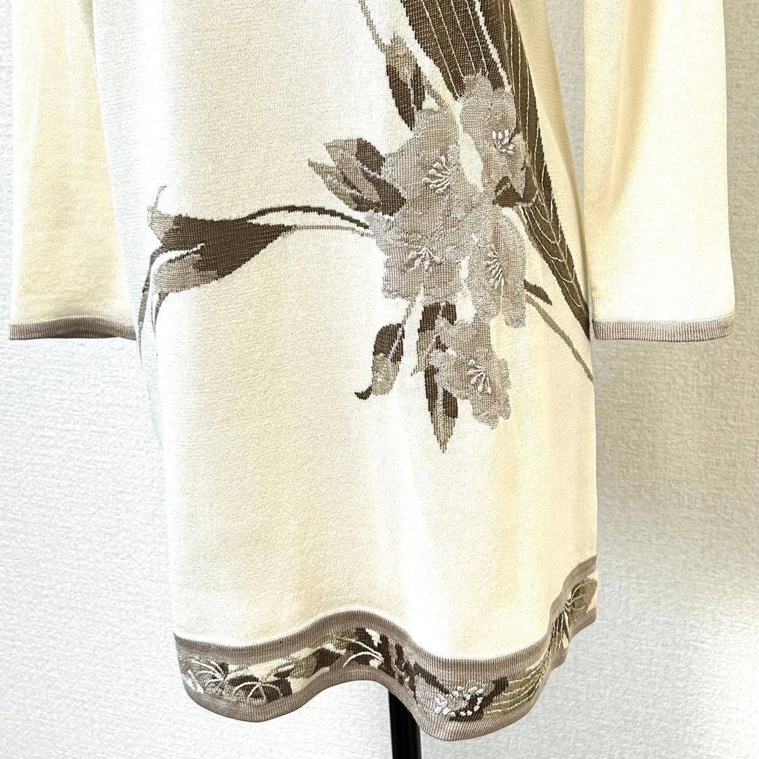 LEONARD レオナール シルク混 花柄ニットチュニック 40