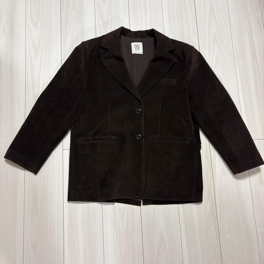 コーデュロイ テーラードジャケット ダークブラウン