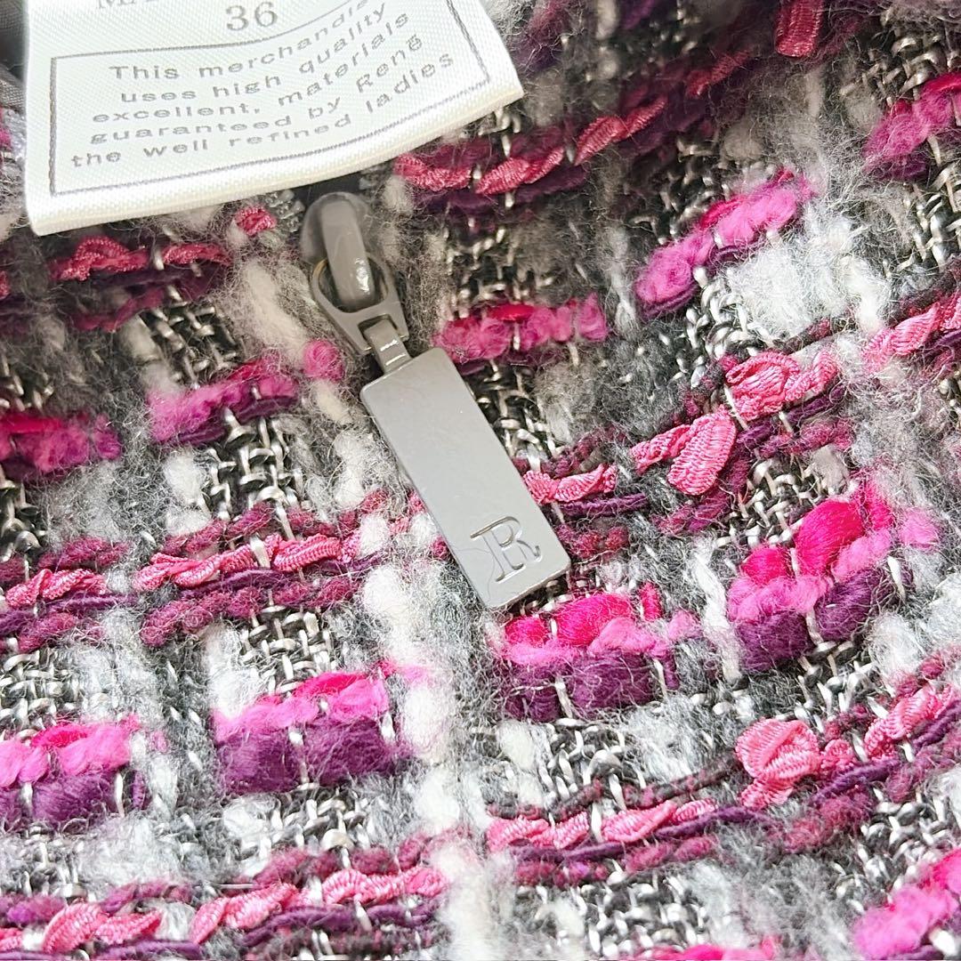 ルネ　rene 2021年モデル　ツイードノースリーブフリンジフレアワンピース