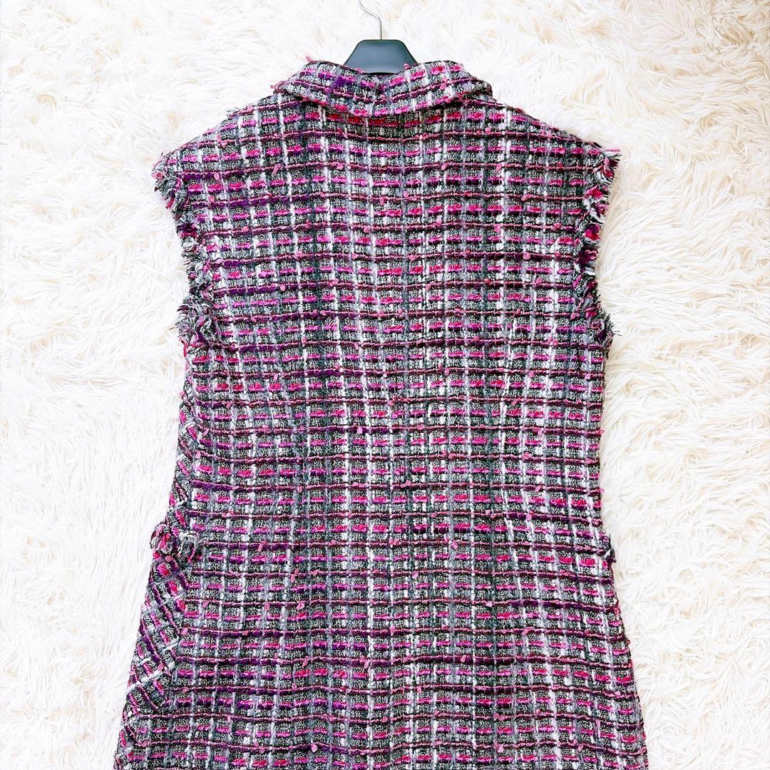 ルネ　rene 2021年モデル　ツイードノースリーブフリンジフレアワンピース