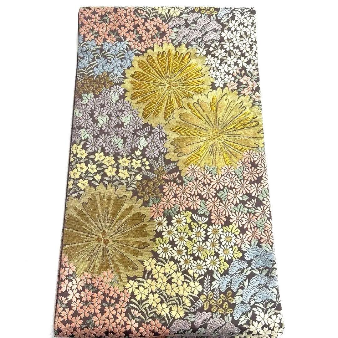 唐織　菊花　松　桔梗　小花　袋帯　着物　023a p