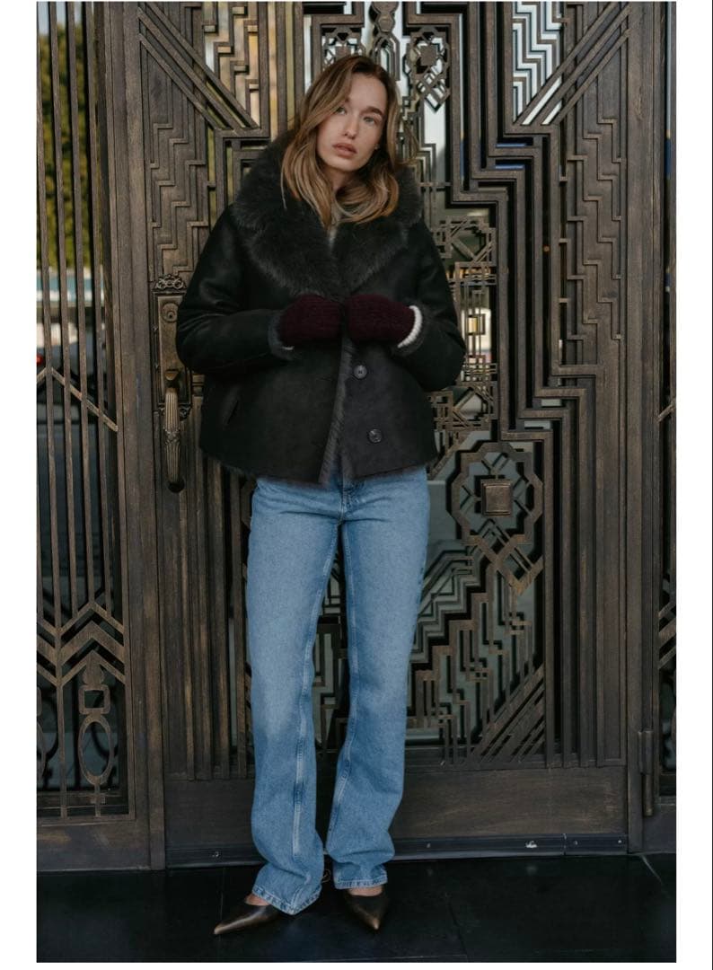 ZARA リバーシブルショートフェイクファーコート黒 Sサイズ