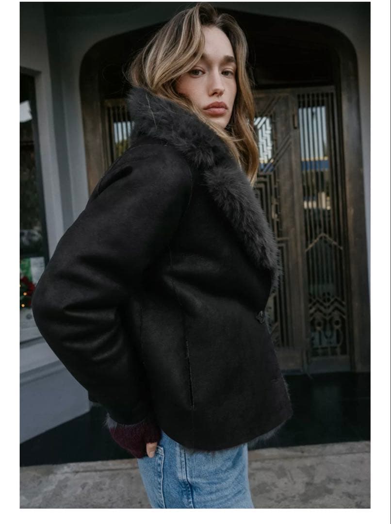 ZARA リバーシブルショートフェイクファーコート黒 Sサイズ