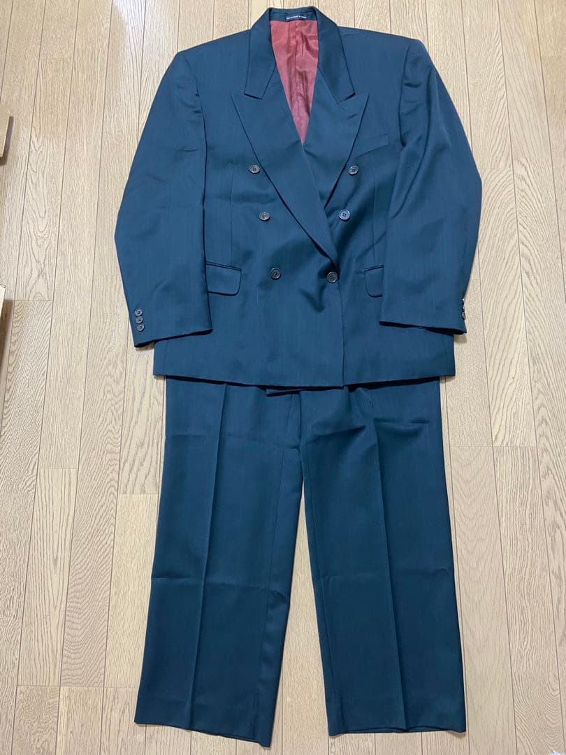 【稀少】スーツ　セットアップ　古着ビンテージ　ダークグリーン　ジャケット　式