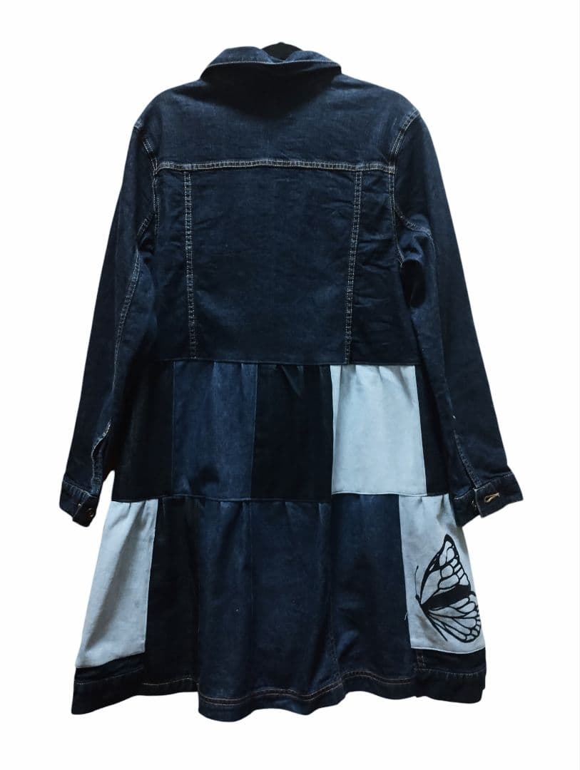 古着リメイク　Gジャンデニムパッチワーク　デニムリメイクロングジャケット