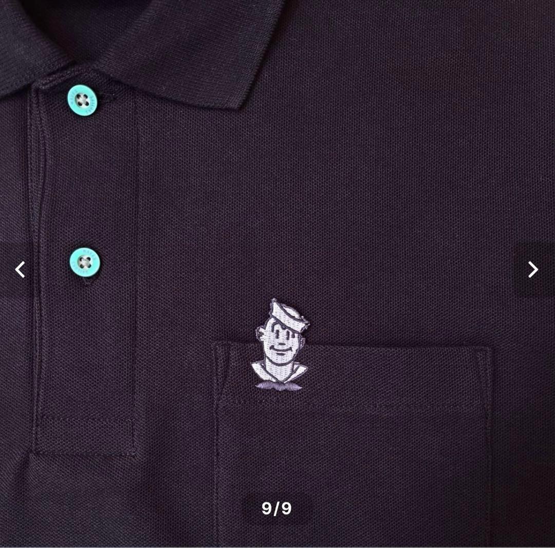 セーラーズポケット刺繍ポロシャツ [2]サイズ 黒半袖