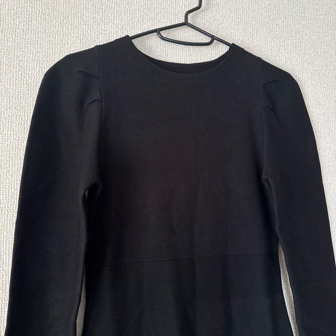 ②スナイデル ビッグレースカラーニットワンピース ブラック 0