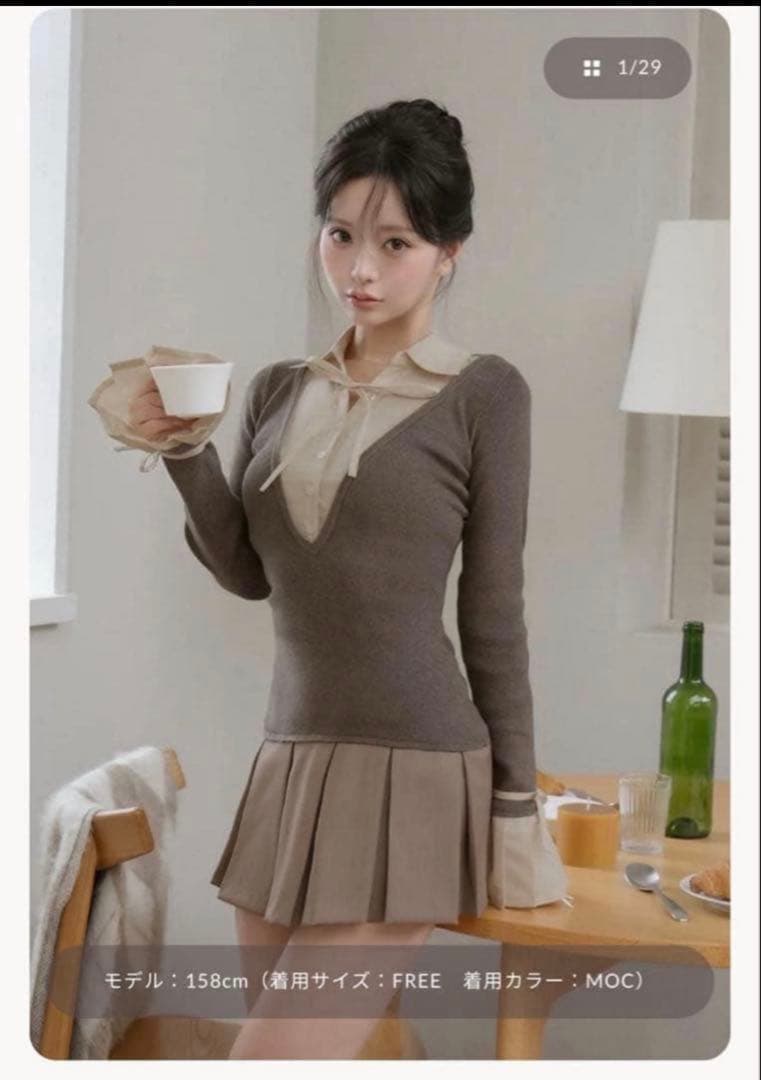 Darich ダーリッチ シャツドッキングプリーツミニワンピース