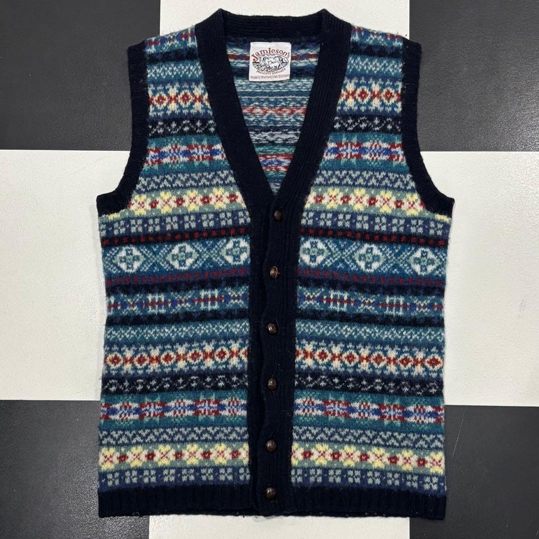 美品 ユナイテッドアローズ 別注 ジャミーソンズ フェアアイル ニット ベスト
